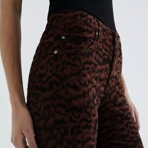 AG Adriano Goldschmied Dark Brown Animal Print Skinny Pants